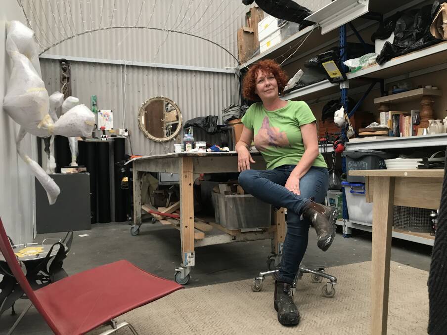STUDIO LIFE:  Marlene Houston in her studio at the Creator Incubator, Hamilton North. Picture: Melinda McMillan