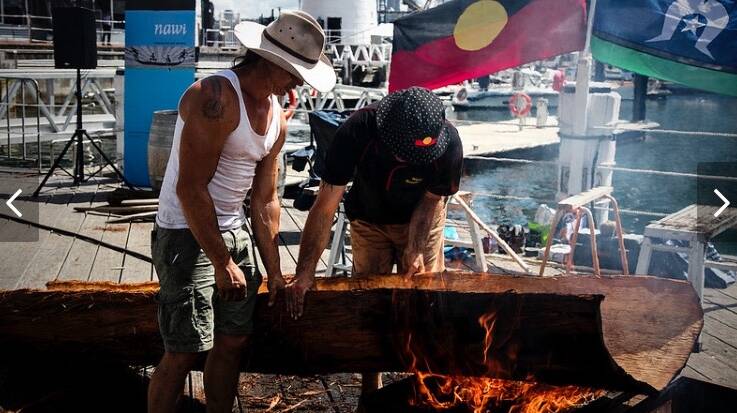 TRADITION: Luke Russell, right, will deliver a traditional canoe building workshop at the next Olive Tree Market, on June 2. Picture: supplied