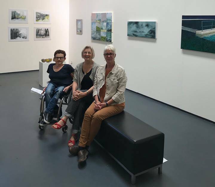 ALL FOR ART: Maryanne Ireland, Clare Felton and Deb Ansell are part of The Circle exhibition, currently open at Art Systems Wickham. 