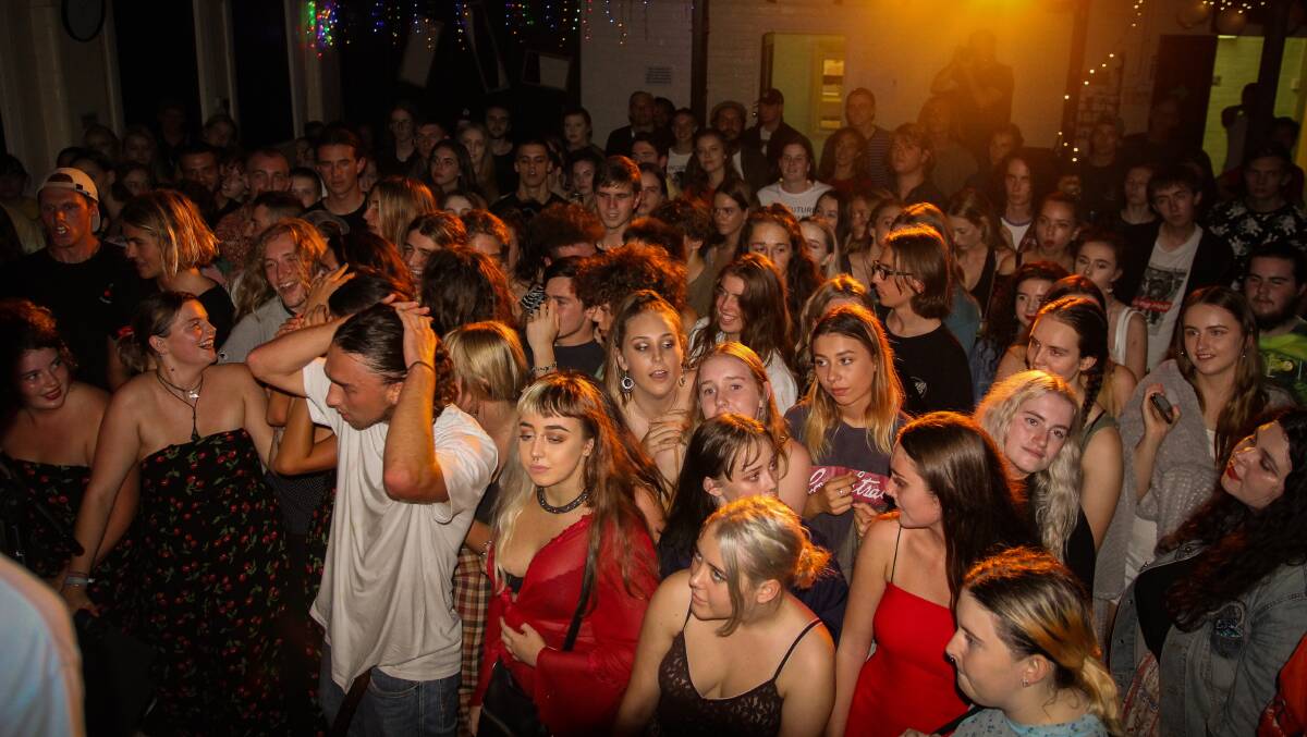 READY TO MOSH: Young punters take their spots at the launch of Cherry Stain's new EP at The Dungeon. Picture: Andrew Brassington 