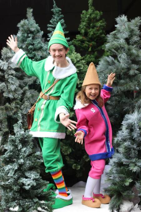 ELF TIME: Samuel Brien as Buddy the Elf with Ruby Luffman, who plays Shawanda, in the new YPT production Elf the Musical JR. Picture: Chelsea Willis
