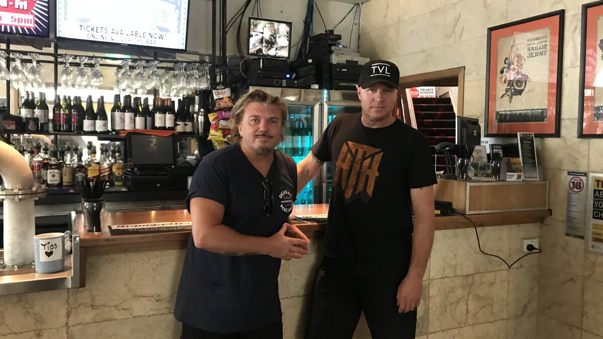 DIRE STRAITS: Musician Grant Walmsley and owner of the Wickham Park Hotel Marcus Wright hold concerns for the future of live entertainment in Newcastle. 
