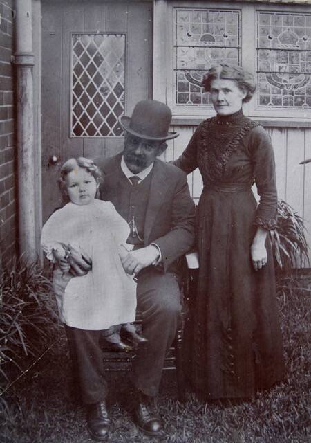ANOTHER TIME: Herbert and Florence Porter pictured with their first child, Ella, in 1911.