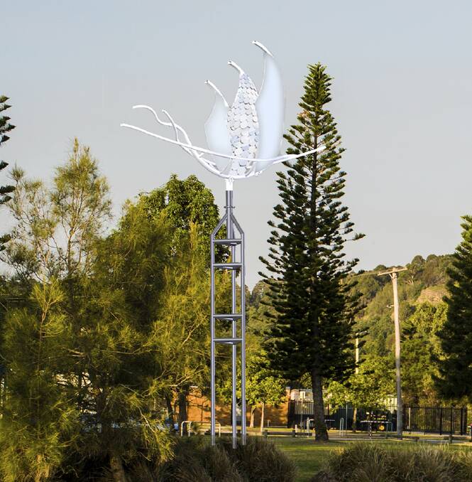 SCULPTURED: An artist's impression of the proposed 12 metre tall Lake Macquarie sculpture. Picture supplied. 