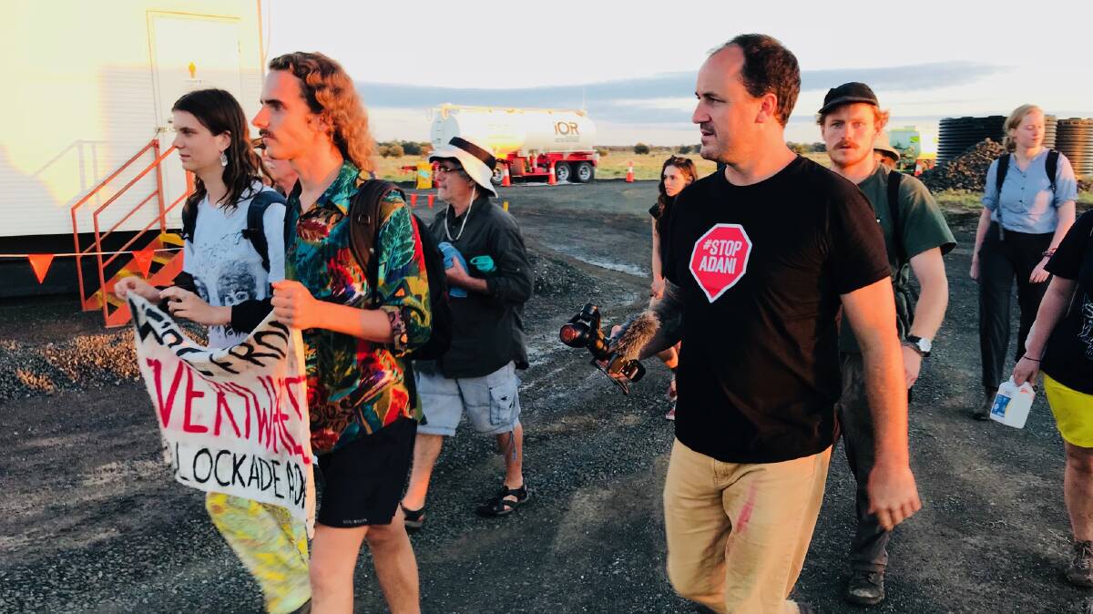 DIRECT ACTION: NSW MP Jeremy Buckingham before his arrest on Wednesday in Queensland. 