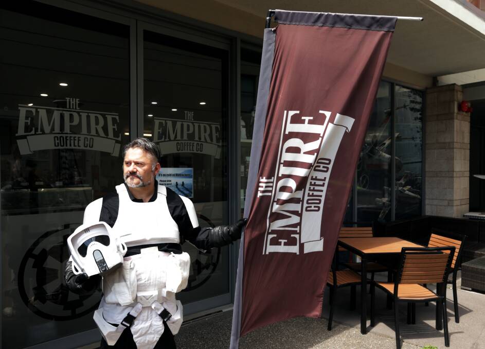 WEATHERING THE STORM TROOPER: Glen Fredericks will lay down his lightsaber on May 4, as The Empire Coffee Company moves out of the Honeysuckle. Pixrure: Max Mason-Hubers