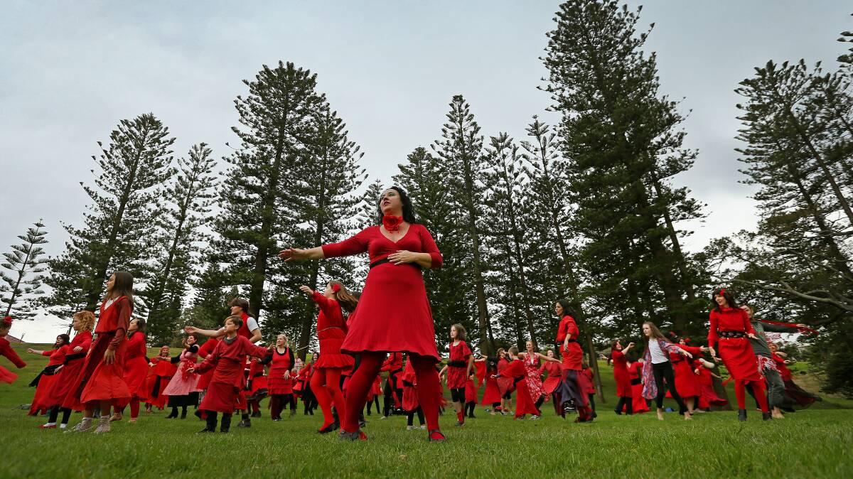 WINDY MOORS: Devotees of Kate Bush take to King Edward Park each year to express themselves through dance, while having a bit of a giggle. Picture: Marina Neil