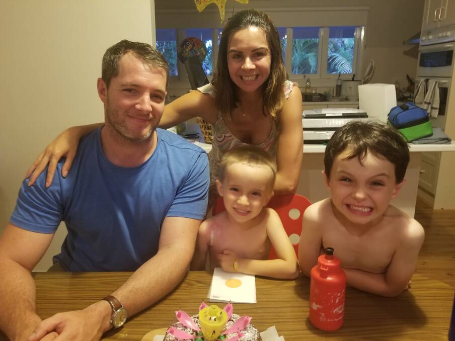 FAMILY SPIRIT: The Kesby family, left to right, Joss, Sabrina, Ezekiel and Lorenzo. In January Ezekiel was diagnosed with a rare brain tumour. He is currently undergoing chemotherapy. Picture: supplied. 