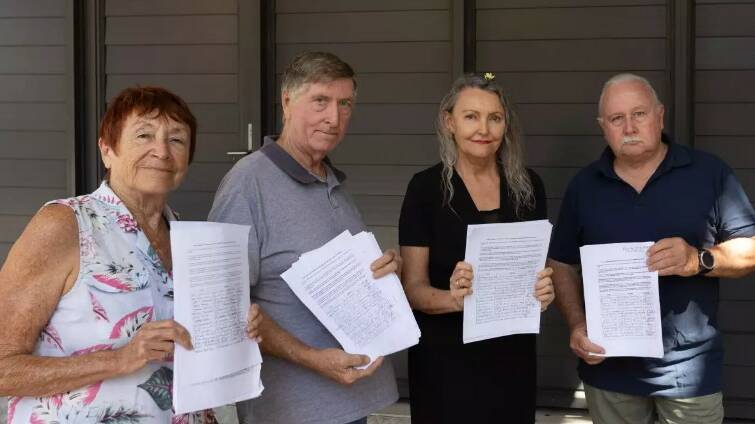 Christine Everingham, Bob Cook, Wallsend MP Sonia Hornery and Frank Cordingly with the petition. Picture by Jonathan Carroll