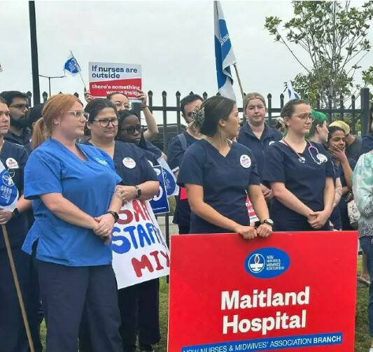 Nurses rallying outside Maitland Hospital in November over claims management was making risky staffing decisions. Picture supplied