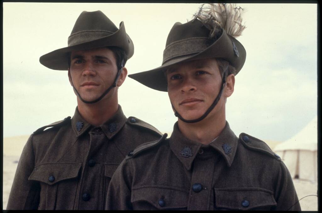 Mel Gibson, left and Mark Lee in Gallipoli, Picture: Supplied Directed by Peter Weir.