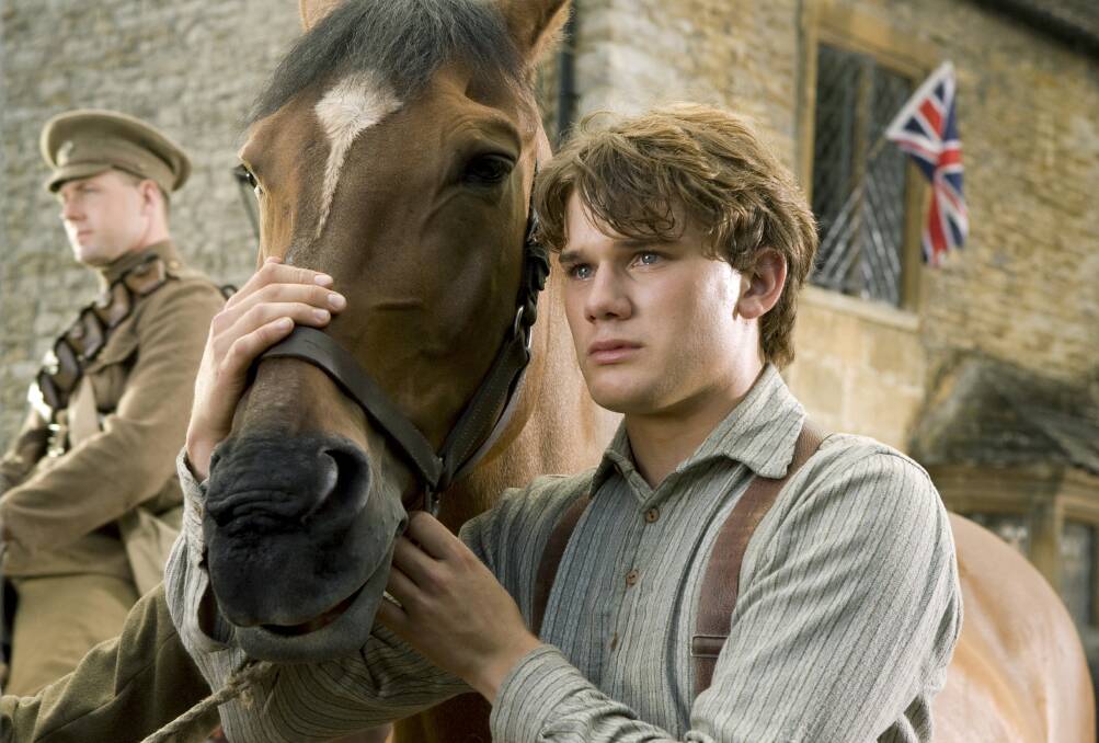 Jeremy Irvine as Albert with his horse, Joey in War Horse. Picture: Supplied
