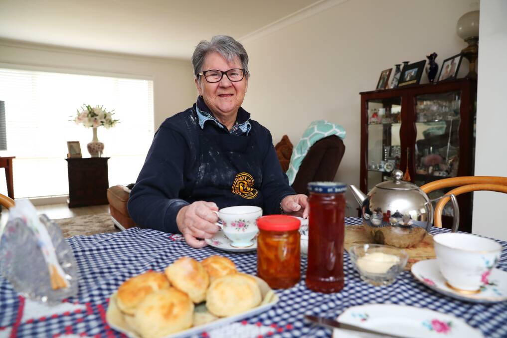 Denise Fergusson, from the Wagga day branch of the CWA, is an old hand at whipping up a batch of scones.