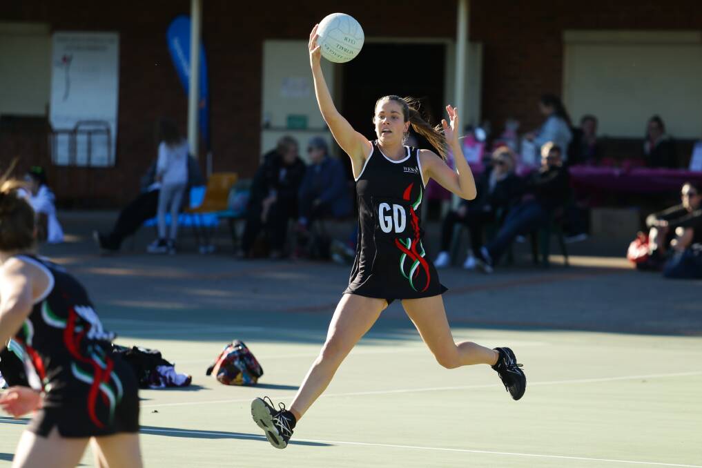STRONG: West Leagues Balance goal defence Mikenzie McManus, in action during the 2017 finals series. Picture: Jonathan Carroll