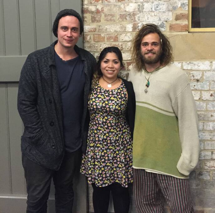 CREATIVE: From left, Australian Poetry Slam champion Philip Wilcox with Newcastle winner Rose Kosh and runner-up Carl Williams.