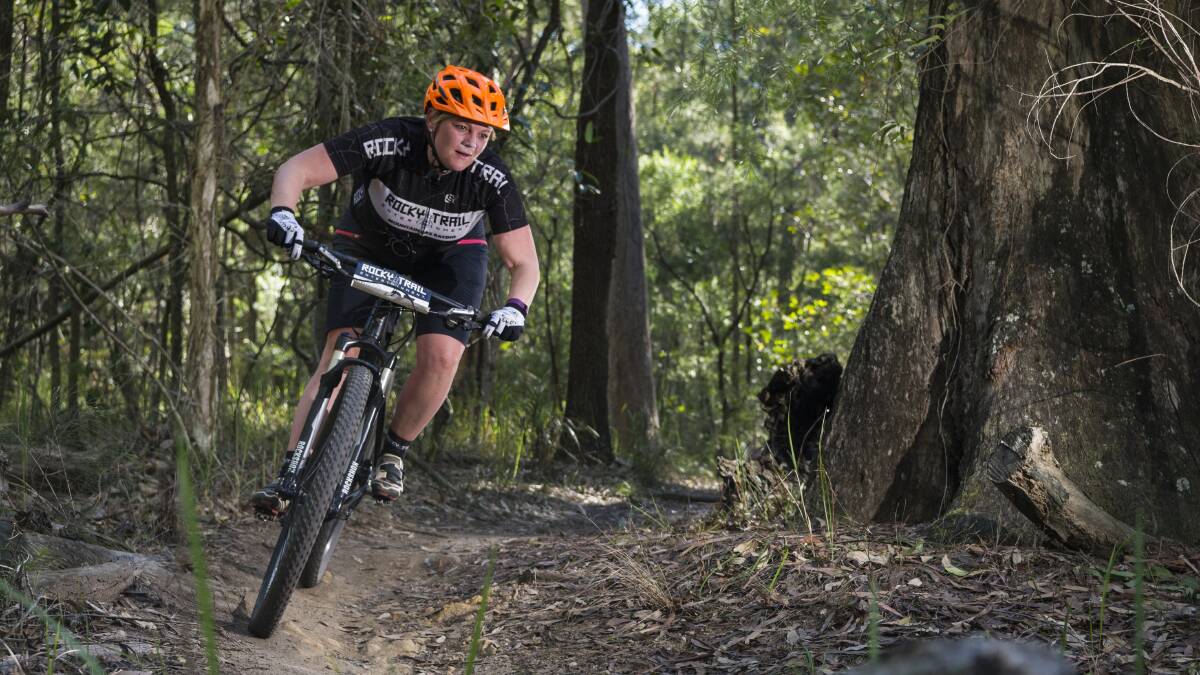 BEING ACTIVE: Juliane Wisata in action during last year's Diamonds in the Dirt mountain bike ride at Awaba State Forest. Picture: OutImage.com.au