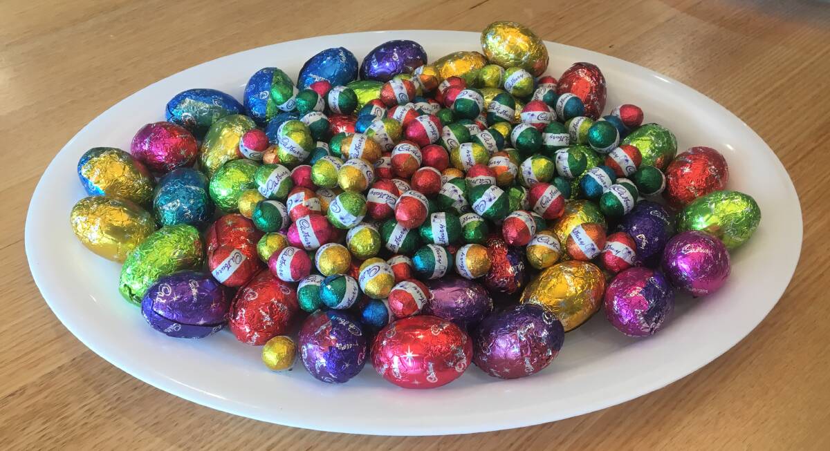 ENTRAPMENT: One of the platters of Easter eggs kindly provided at our workplace last week. I did my fair share to appease the company by showing my gratitude through consumption.