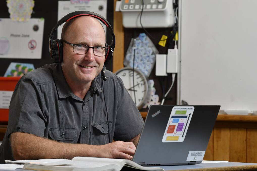 Different approach: Senior maths teacher Bjorn Porsbro worked hard back in April to make online learning accessible to all Devonport High School students. Picture: Brodie Weeding