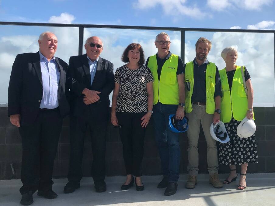 TOP OF THE WORLD: Mayor Cr Kay Fraser at the top of Highpoint Apartments in Charlestown. Picture: Supplied