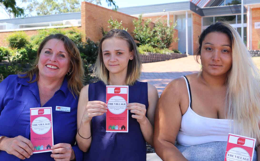 HOPE: Youth Services Officer Angela Griffiths with The Village project members Billi-Anne Flanders and Shalienne Sky. The project has helped give the young women hope for the future. Picture: Kia Woodmore. 