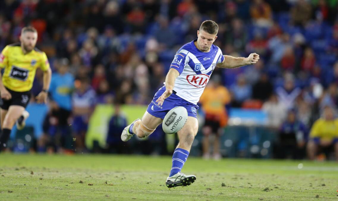 Jack Cogger playing for Canterbury against Newcastle at McDonald Jones Stadium in 2019. Picture by Jonathan Carroll 