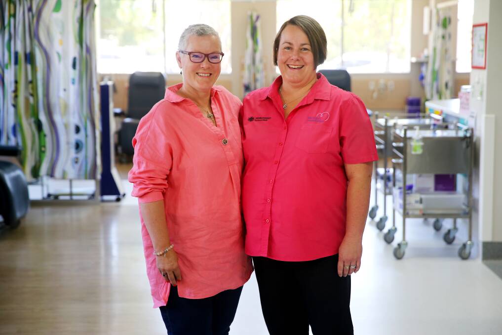 Breast cancer survivor Lisa Hardman and nurse Rachael Stevens. Picture supplied by McGrath Foundation.