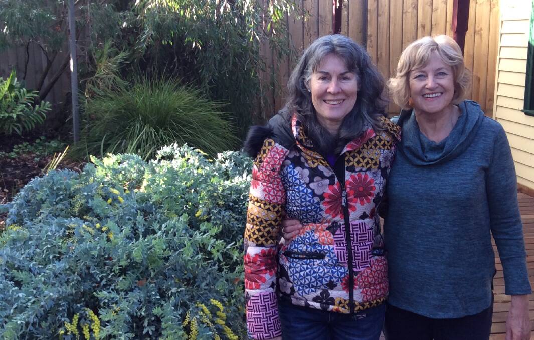 Support: Child sexual abuse campaigner Chrissie Foster with Joan Isaacs, who was sexually abused by a Catholic priest as a child, and suffered severe and permanent injuries in 2011 after she was implanted with a Johnson & Johnson Prolift pelvic mesh device. Picture: Supplied. 