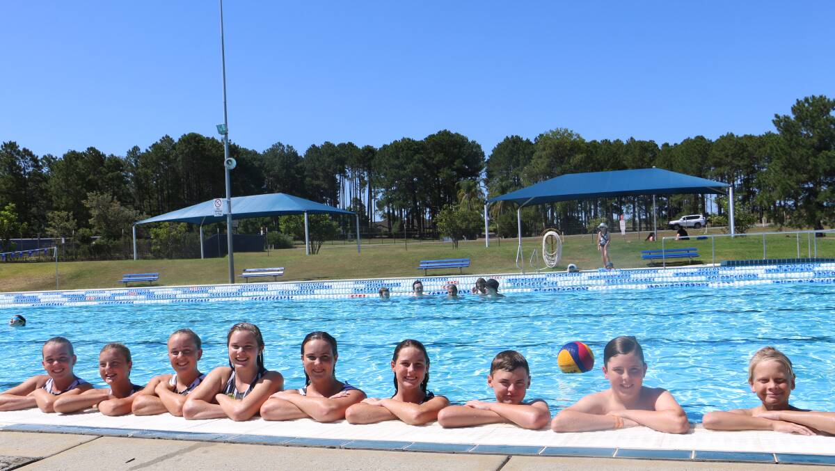 Members of the Raymond Terrace Tigers Water Polo Club at Lakeside Pool.