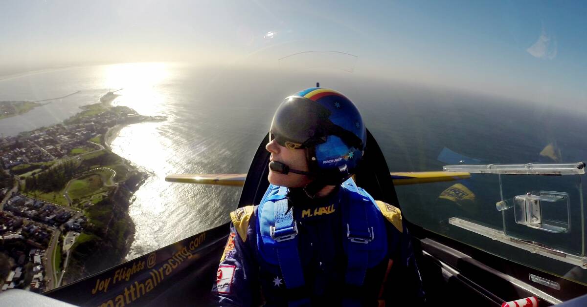 Red Bull Air Race pilot Matt Hall takes a flight over Lake Macquarie and Newcastle in 2015.