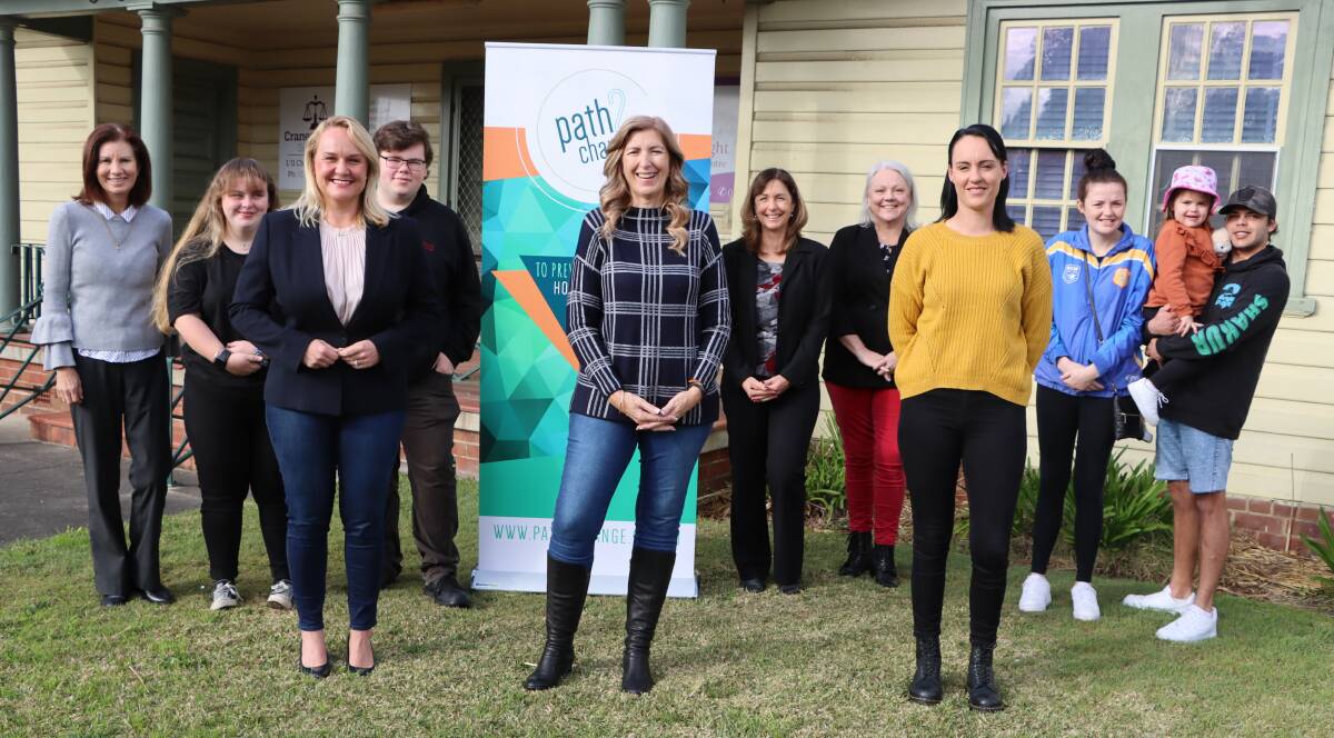 City of Newcastle Lord Mayor Nuatali Nelmes and Path2Change CEO Jen OSullivan with the Path2Change program facilitators and young clients at the Wallsend Path2Change headquarters.