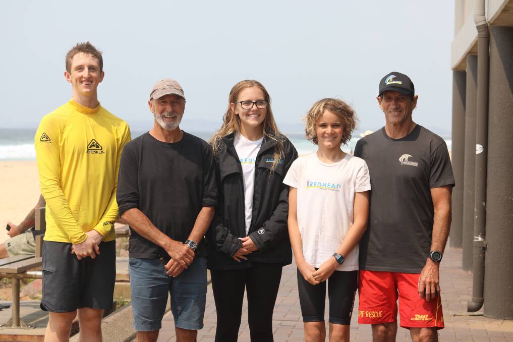 Nicholas White, Neil Dalby, Lily Kennedy-Myers, Jet Hoffman and Ray Terrill. Picture: Surf Life Saving NSW