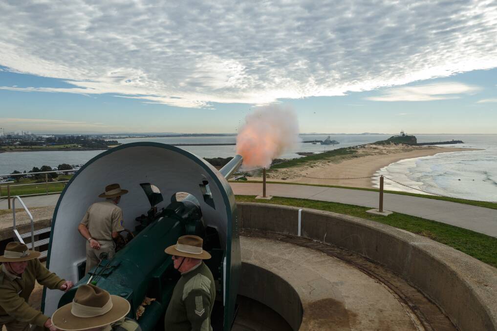 BOOM: The firing of the canon at Fort Scratchley in Newcastle, which reopens to the public on July 4. Picture: Max Mason-Hubers