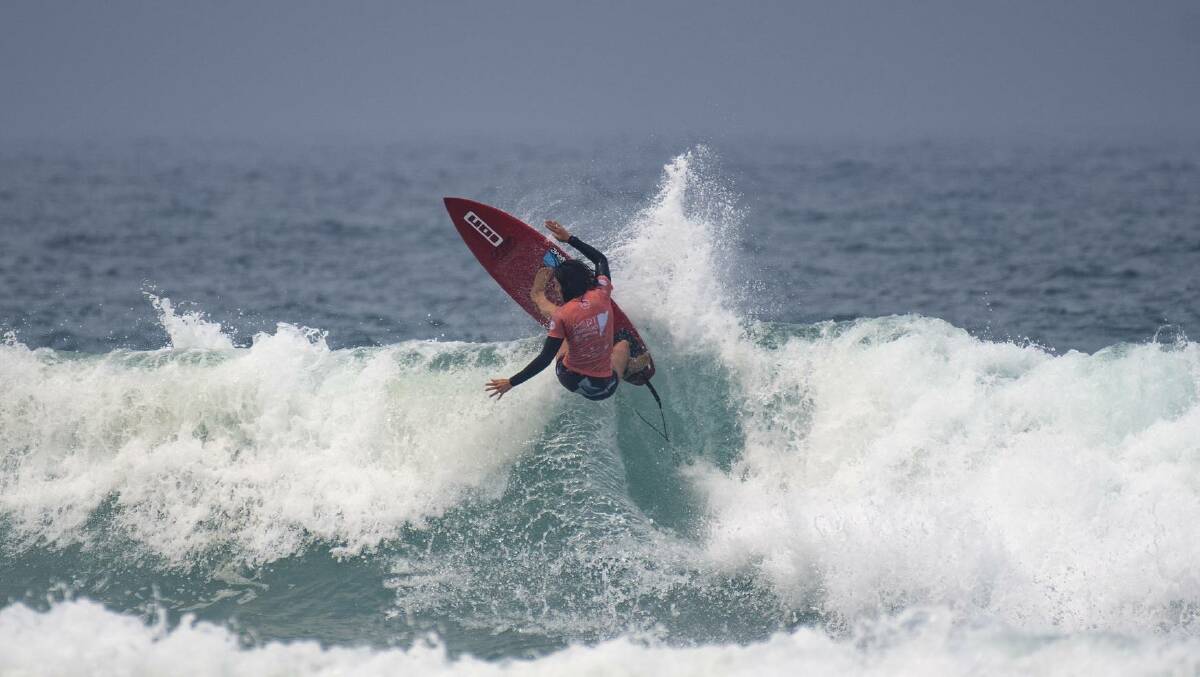Philippa Anderson on day three of the 2019 Port Stephens Toyota Pro staged at Birubi Beach. Picture: Ethan Smith/Surfing NSW