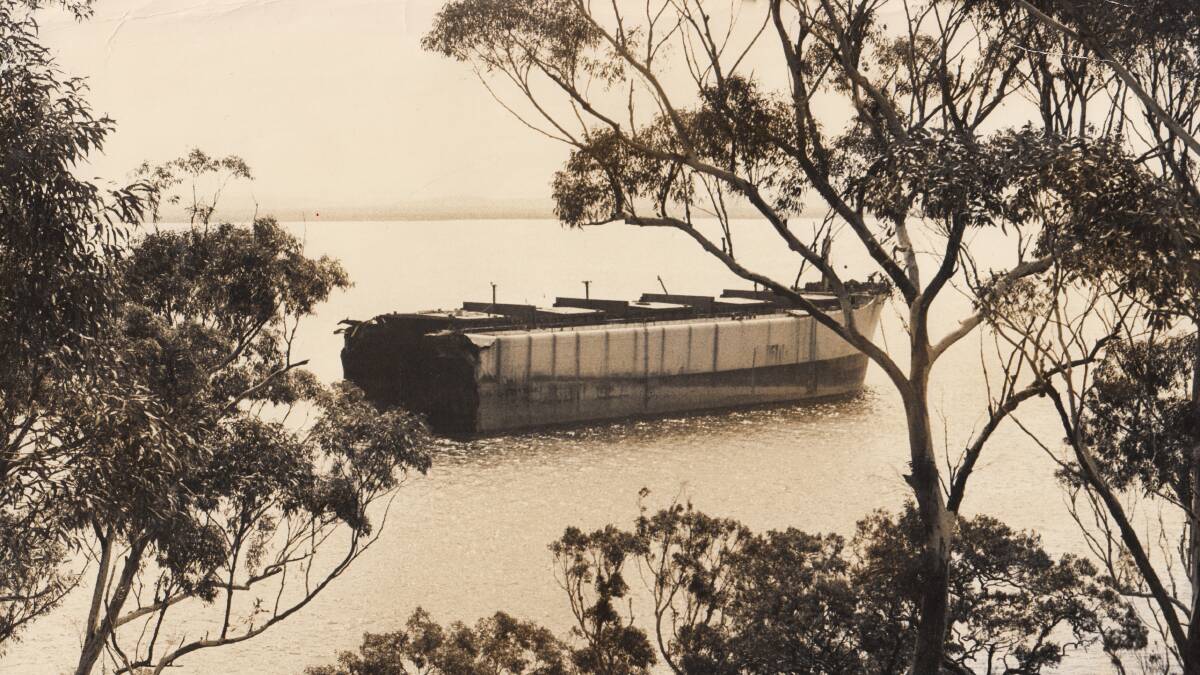From the Fairfax archive: The bow section of the Sygna in Nelson Bay in 1974.