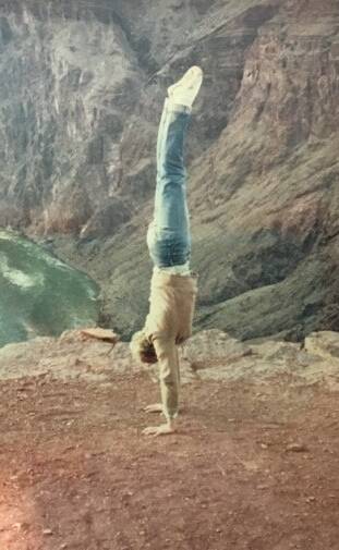 Tom Satorie doing a handstand at the Grand Canyon. "I've been doing handstands all around the world," he laughed.