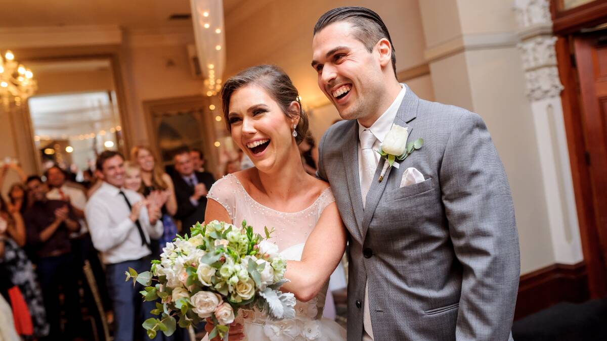 "BEST FRIEND": Alanna and Chris Poulos at their wedding in 2015. Picture: T-one Image. 