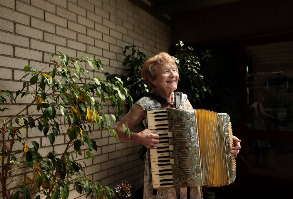 SWANSONG: After 70 years of singing and performing in public with her accordion, Margaret McNaughton is retiring. Picture: Simone De Peak