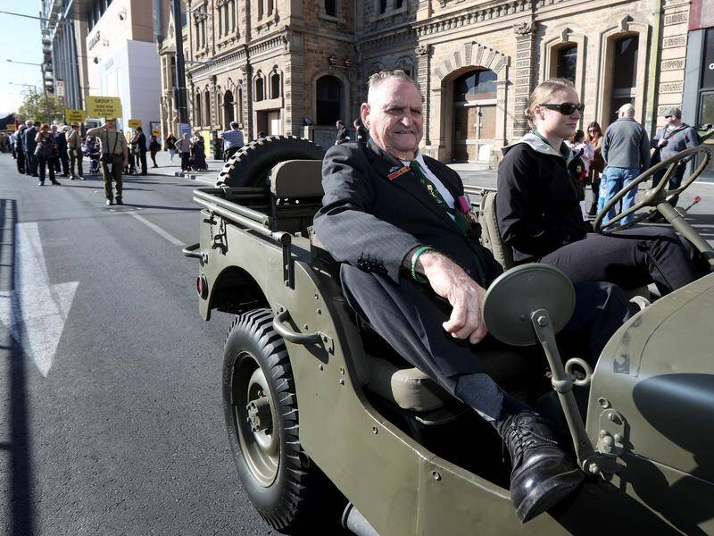 Victoria Cross recipient Keith Payne has led the annual Anzac Day march in Adelaide.