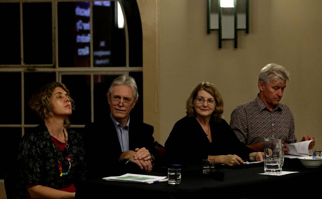 Newcastle Inner City Residents Alliance meeting at Newcastle City Hall, with speakers Daniela Heil, former Newcastle Greens councillor John Sutton, former Newcastle federal MP Sharon Grierson and Dr Geoff Evans.