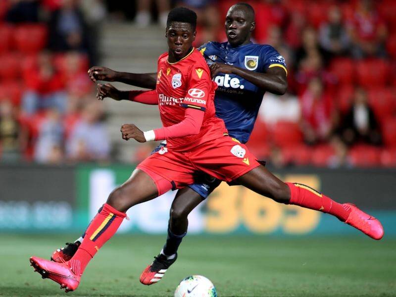 Adelaide United teenager Mohamed Toure (front) may not receive any more A-League game time in 2020.