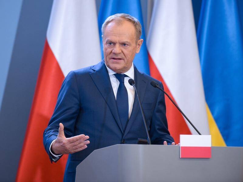Polish Prime Minister Donald Tusk says that war in Europe is "no longer a concept from the past". (EPA PHOTO)