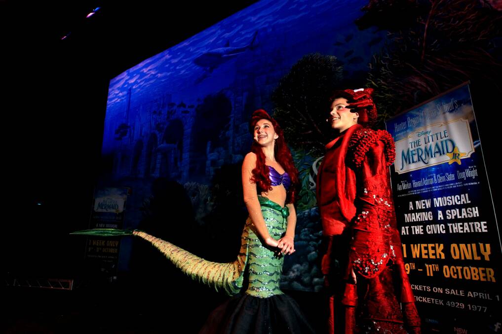 FAMOUS TAIL: Bonnie Grace McPeak and Thomas Rodgers after performing a preview of Disney's The Little Mermaid Jr.
