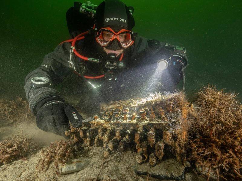 A rare WWII Enigma machine has been found under water in the Baltic Sea, off the German coast.