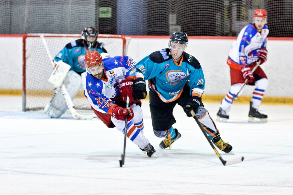 MORE NEEDED: Newcastle North Stars' Matt Wetini put up a strong defence against the Sydney Ice Dogs, but it wasn't enough. Picture: Mark Bradford