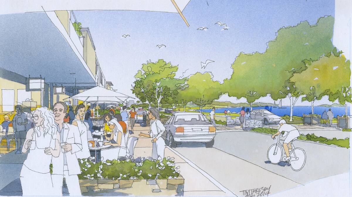 An artist’s impression of Lake Macquarie council’s vision for Warners Bay town centre. Picture: Tim Throsby and Lake Macquarie City Council