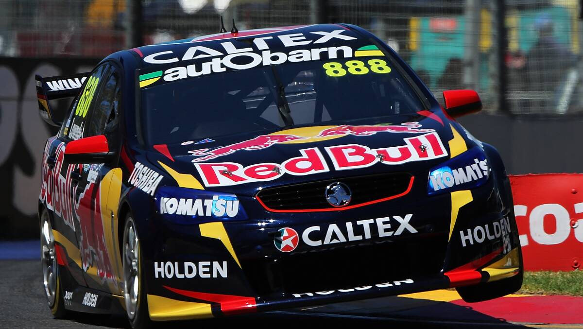 Craig Lowndes drives the #888 Red Bull Racing Australia Holden during practice for the Clipsal 500. Picture: Getty