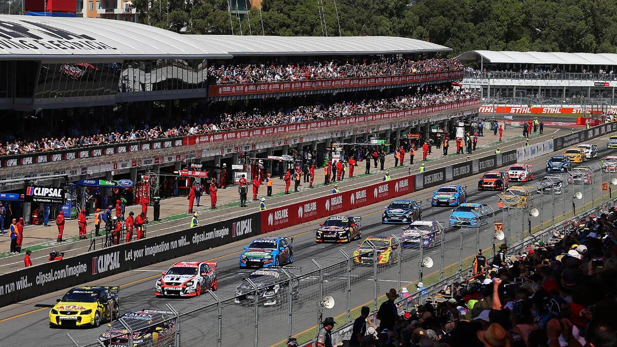 General view of the start of race three of the V8 Supercars Championship Series at the Adelaide Street Circuit Clipsal 500. Picture: Getty