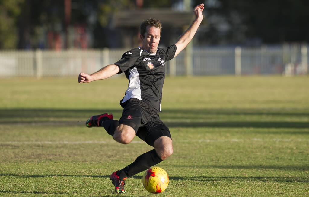RETURN: Nathan McCallister came back to haunt the Redbacks at Thornton Park, scoring late to give South Cardiff a point from the 2-all draw. Picture: Hunter Sports Photography