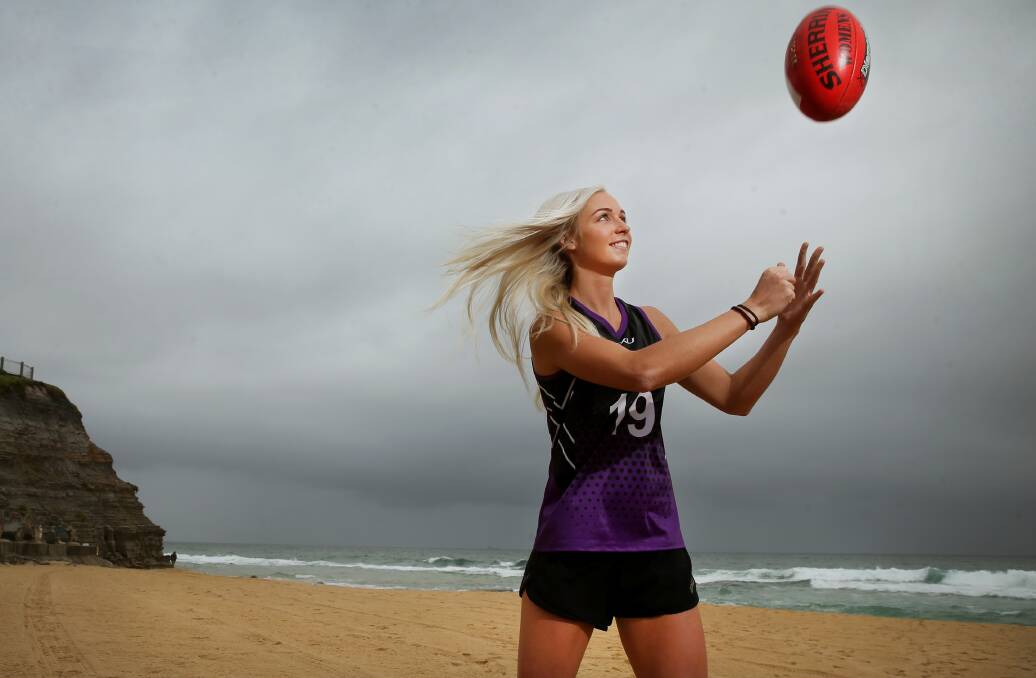 FORMER MARLIN: Pippa Smyth currently plays for the GWS Giants in the AFL Womens, but she plied her trade with Nelson Bay in the Black Diamond AFL before being drafted. Picture: Marina Neil