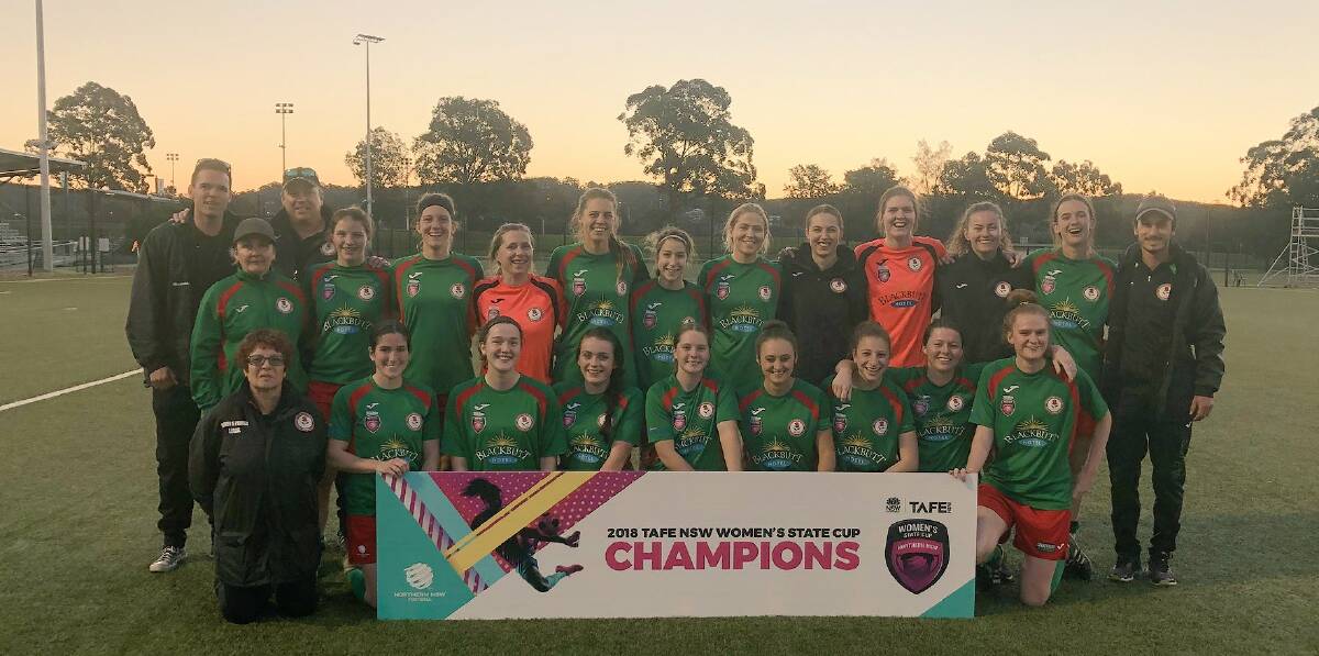 STATE QUEENS: Adamstown Rosebuds broke a four-year silverware drought for the women's club, winning the State Cup grand final 3-nil. Picture: Northern NSW Football